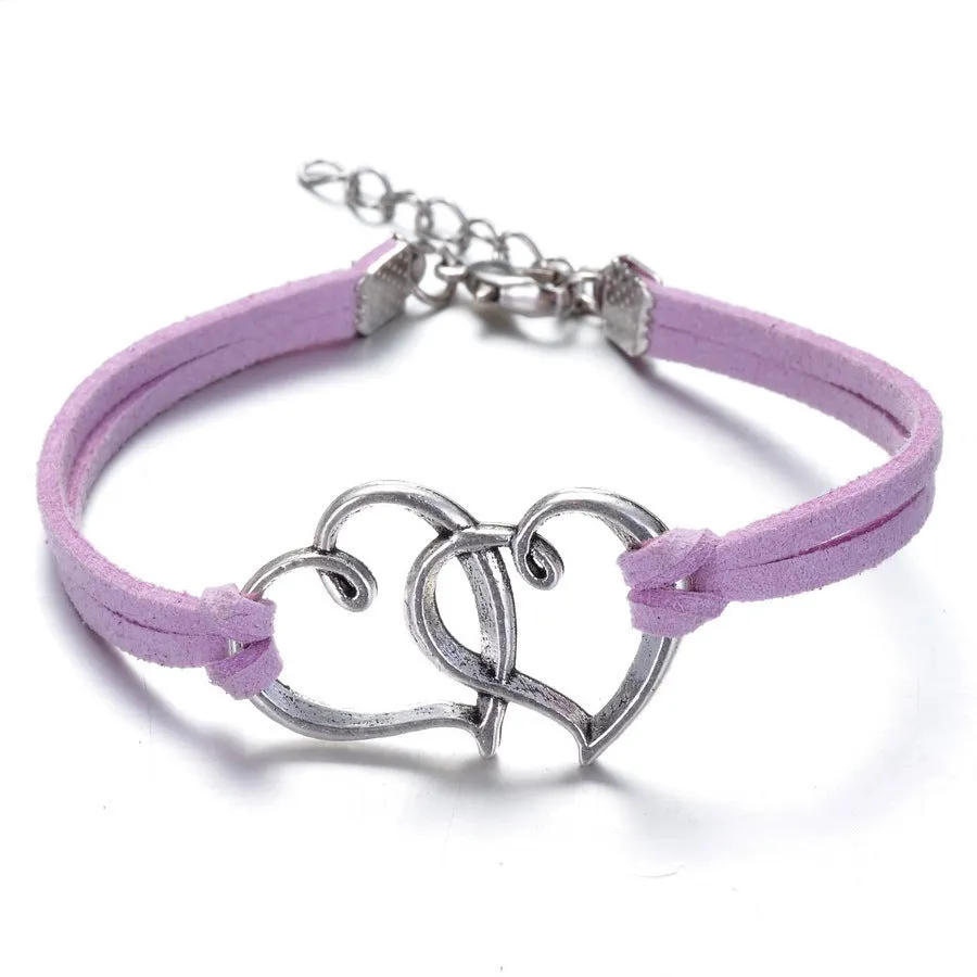 Sweet Hearts Suede Friendship Bracelet in Eight Colors for Woman or Teen