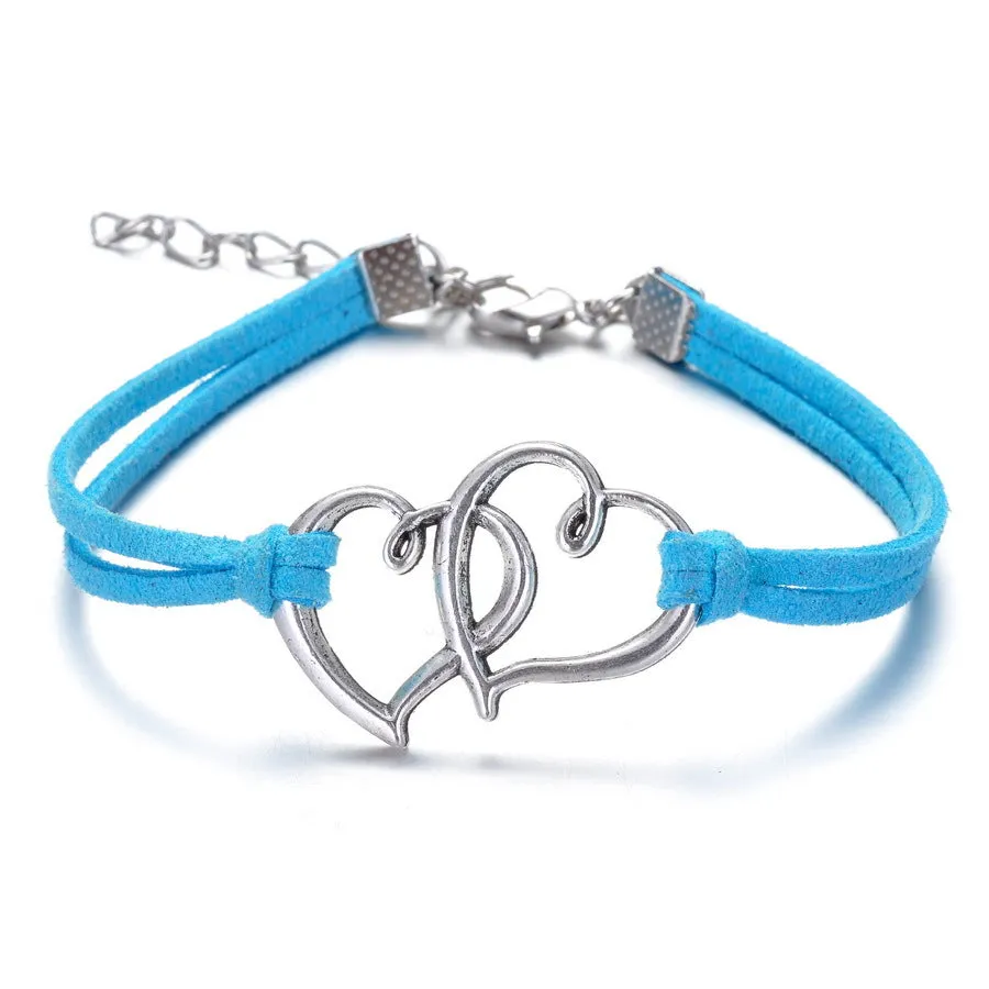 Sweet Hearts Suede Friendship Bracelet in Eight Colors for Woman or Teen