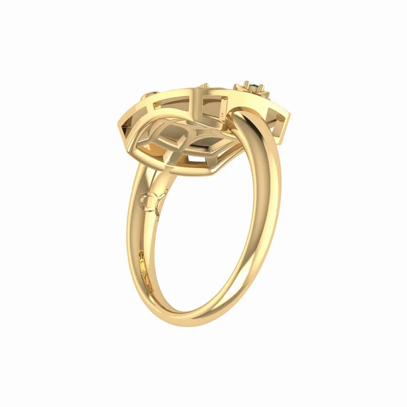 Taurus Bull Emerald & Diamond Constellation Signet Ring in 14K Yellow Gold Vermeil on Sterling Silver