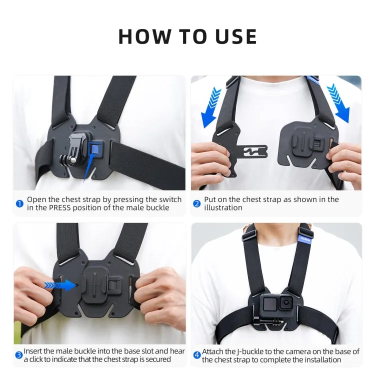 TELESIN  Chest Strap Mount Waistcoat Belt  Mount For Action Camera