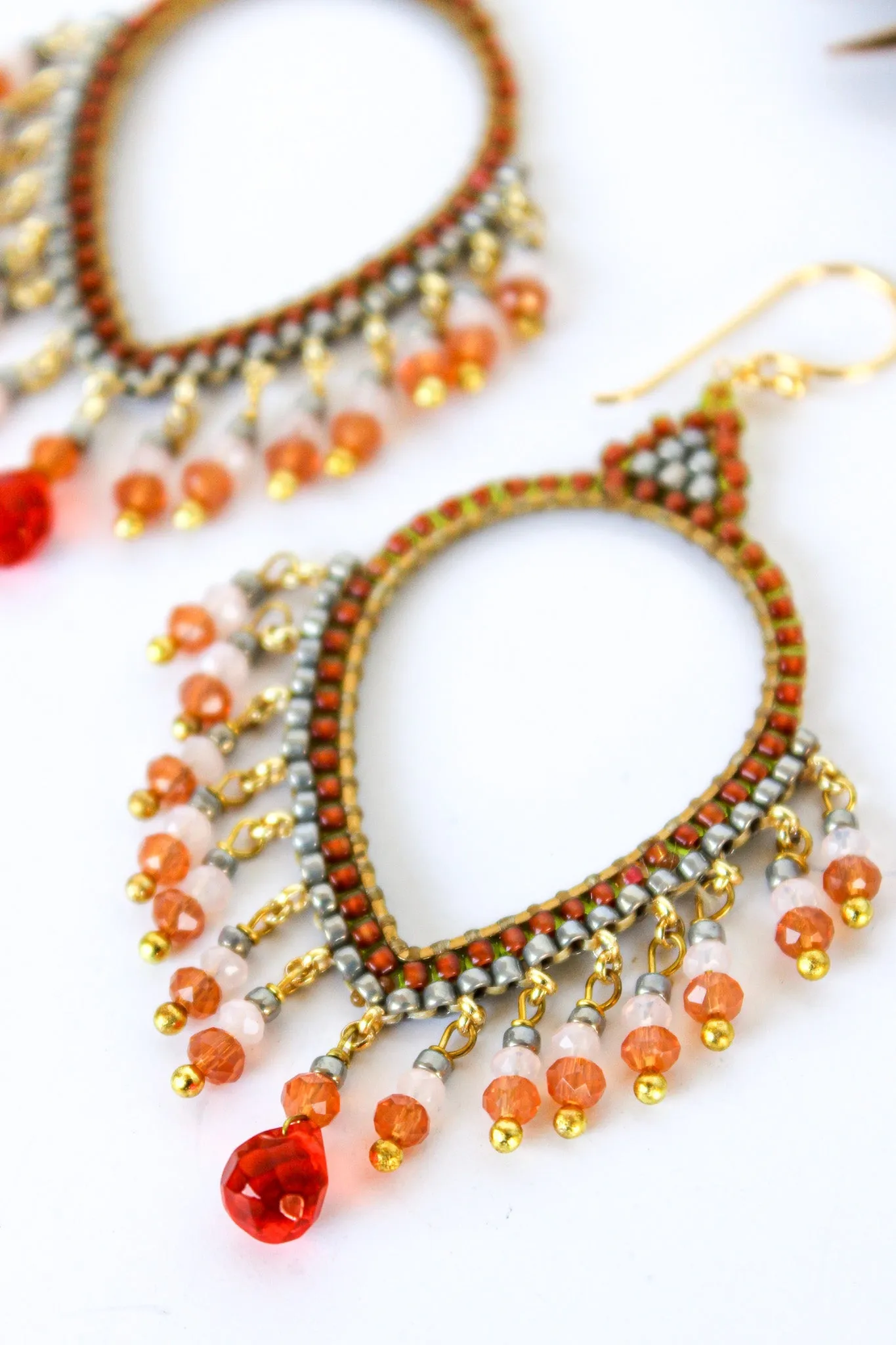 Thai Crystal Teardrop Chandelier Earrings