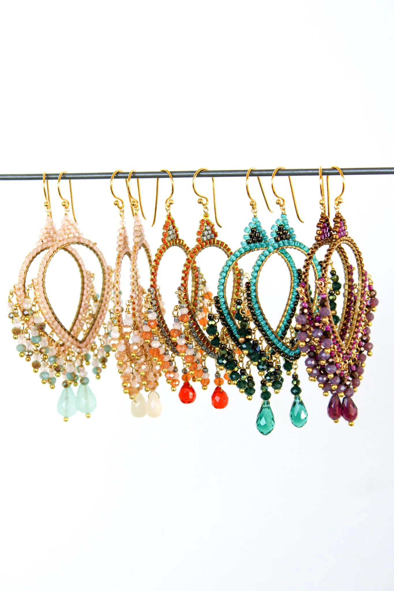 Thai Crystal Teardrop Chandelier Earrings