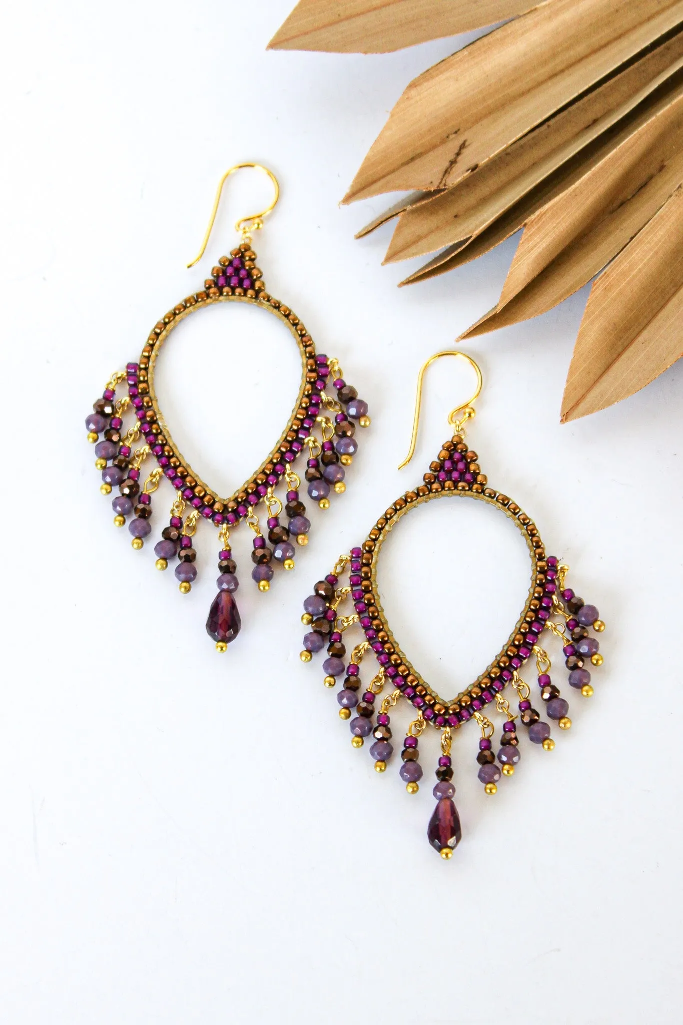 Thai Crystal Teardrop Chandelier Earrings