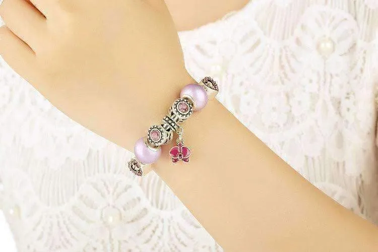 Think Pink Silver Bangle Bracelet for Women