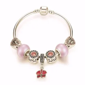 Think Pink Silver Bangle Bracelet for Women