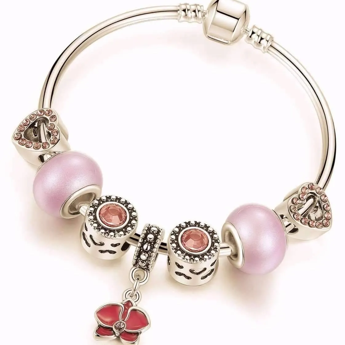 Think Pink Silver Bangle Bracelet for Women