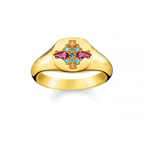 Thomas Sabo Paradise Gold Multi Stone Signet Ring TR2231-996-7