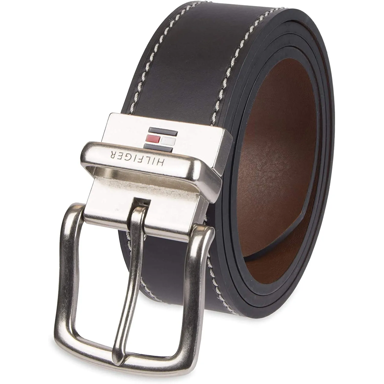 Tommy Hilfiger Men's Reversible Belt | Black/Brown Stitch