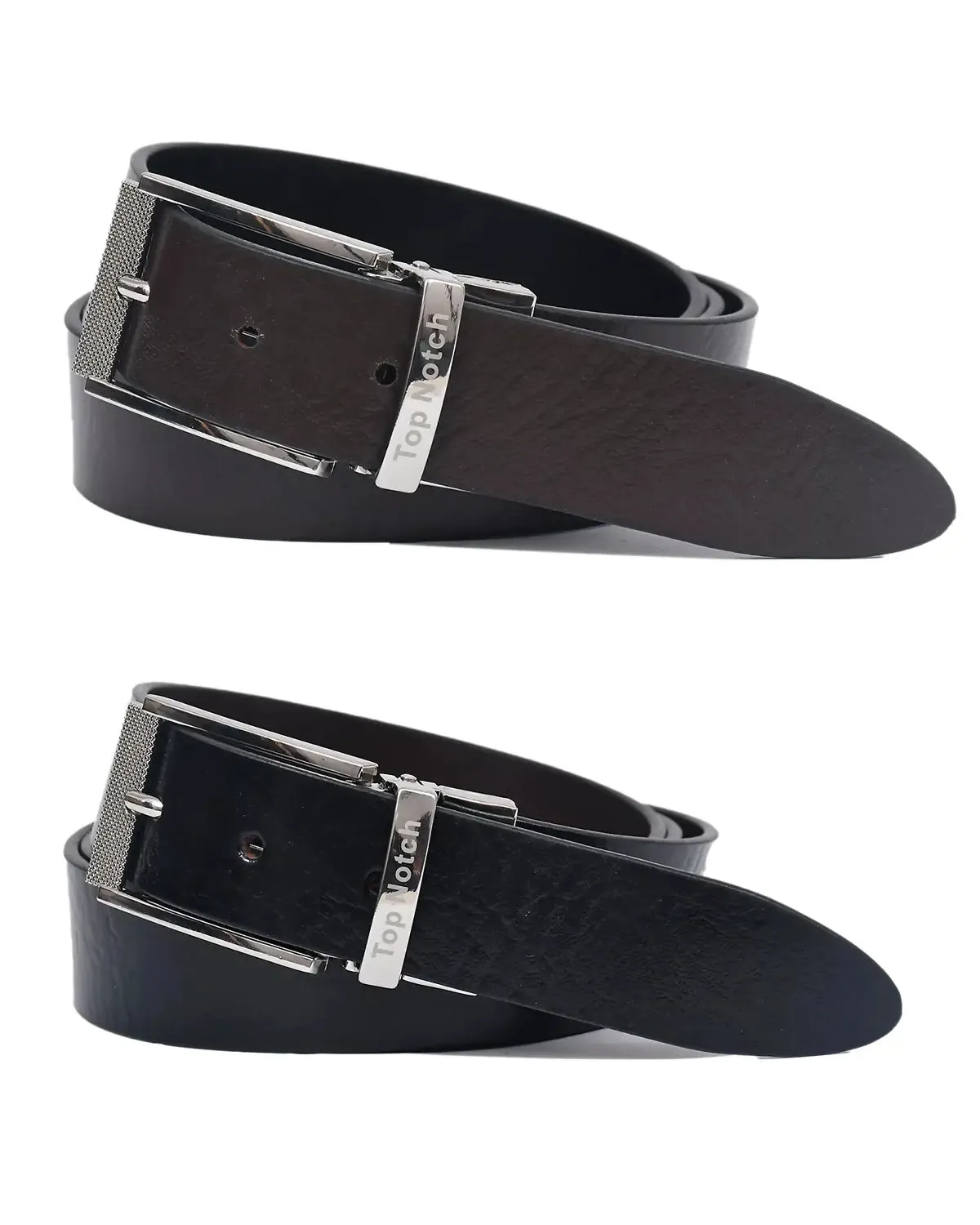 Top Notch Leather Belt for Men Colour - Black / Brown Textured Reversible Belt (SKU TP0075)