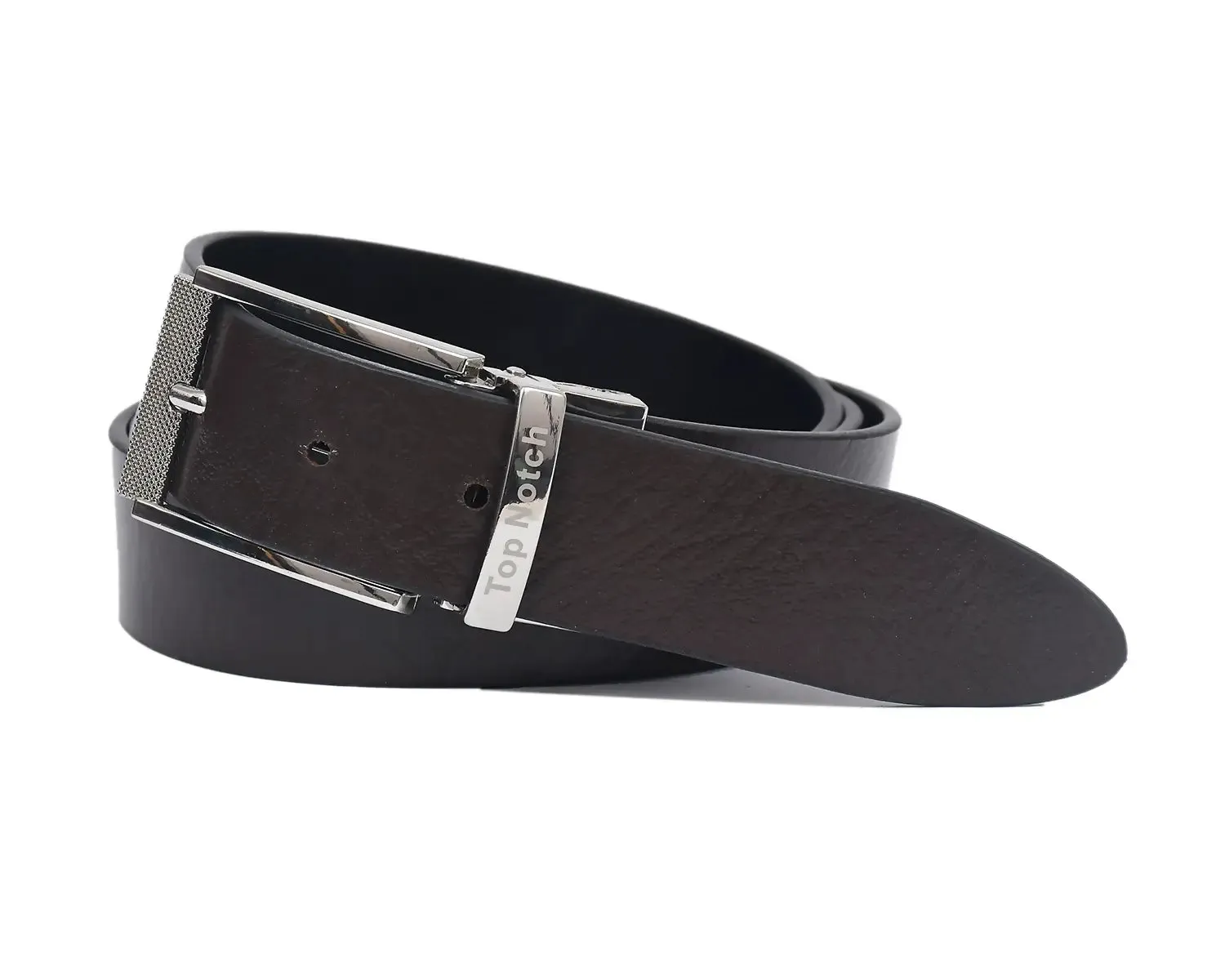 Top Notch Leather Belt for Men Colour - Black / Brown Textured Reversible Belt (SKU TP0075)