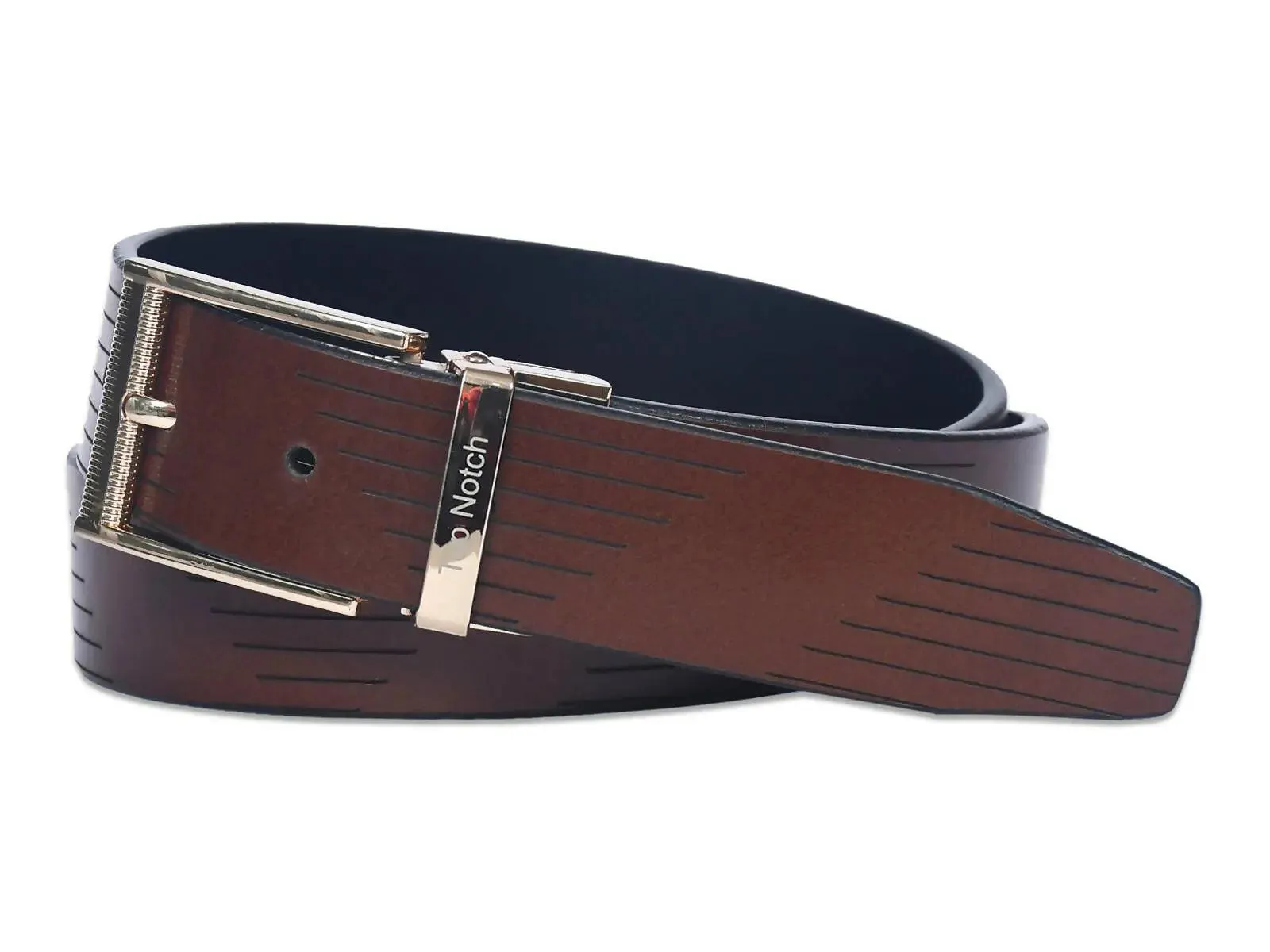 Top Notch Leather Belt for Men Colour - Black / Tan Reversible Italian Belt (SKU TP0030)