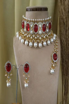 Traditional Choker Set With Earring & Maang Tikka