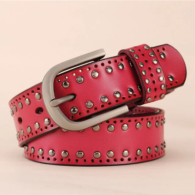 Trendy Metal Rivets Leather Belt