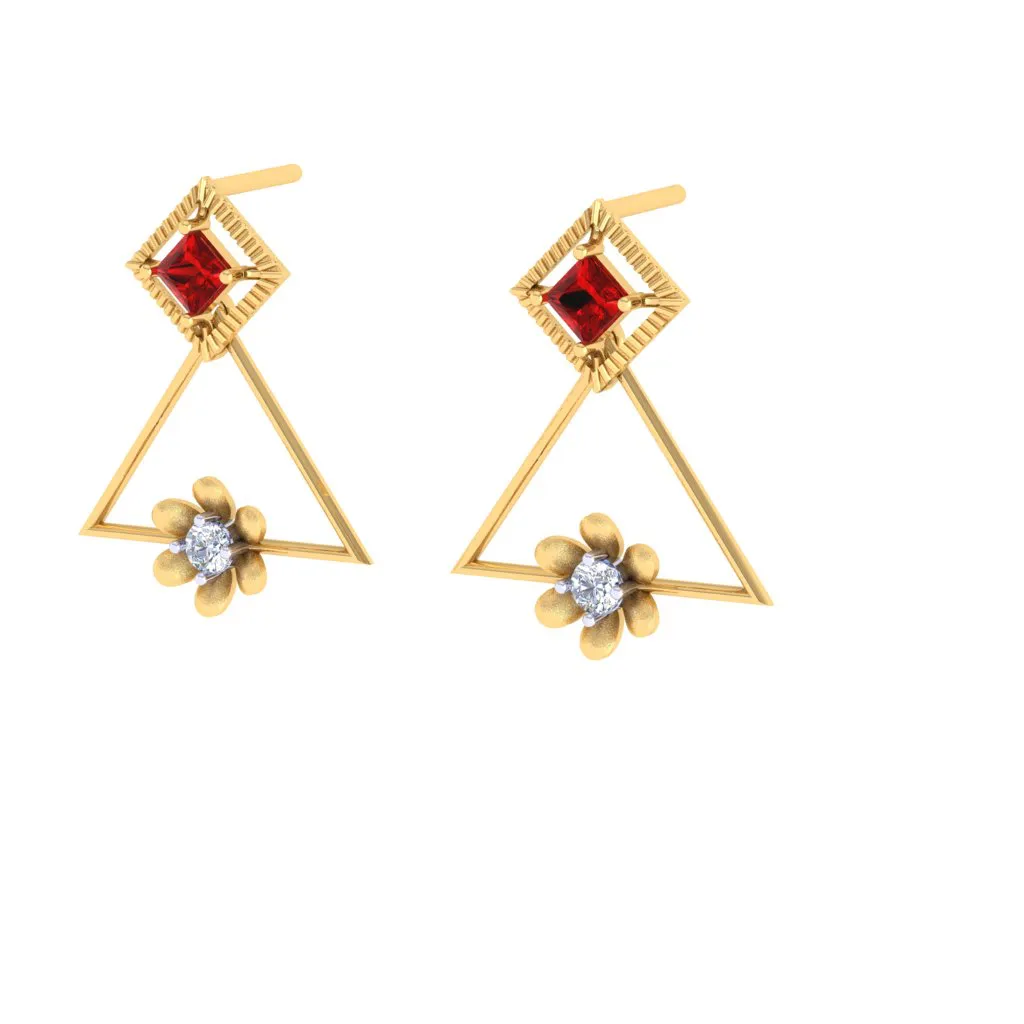 Triangle Shaped Diamond Earrings For Women