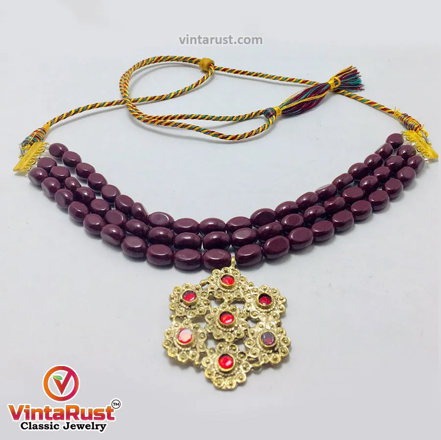 Tribal Handmade Stone Beaded Choker Necklace