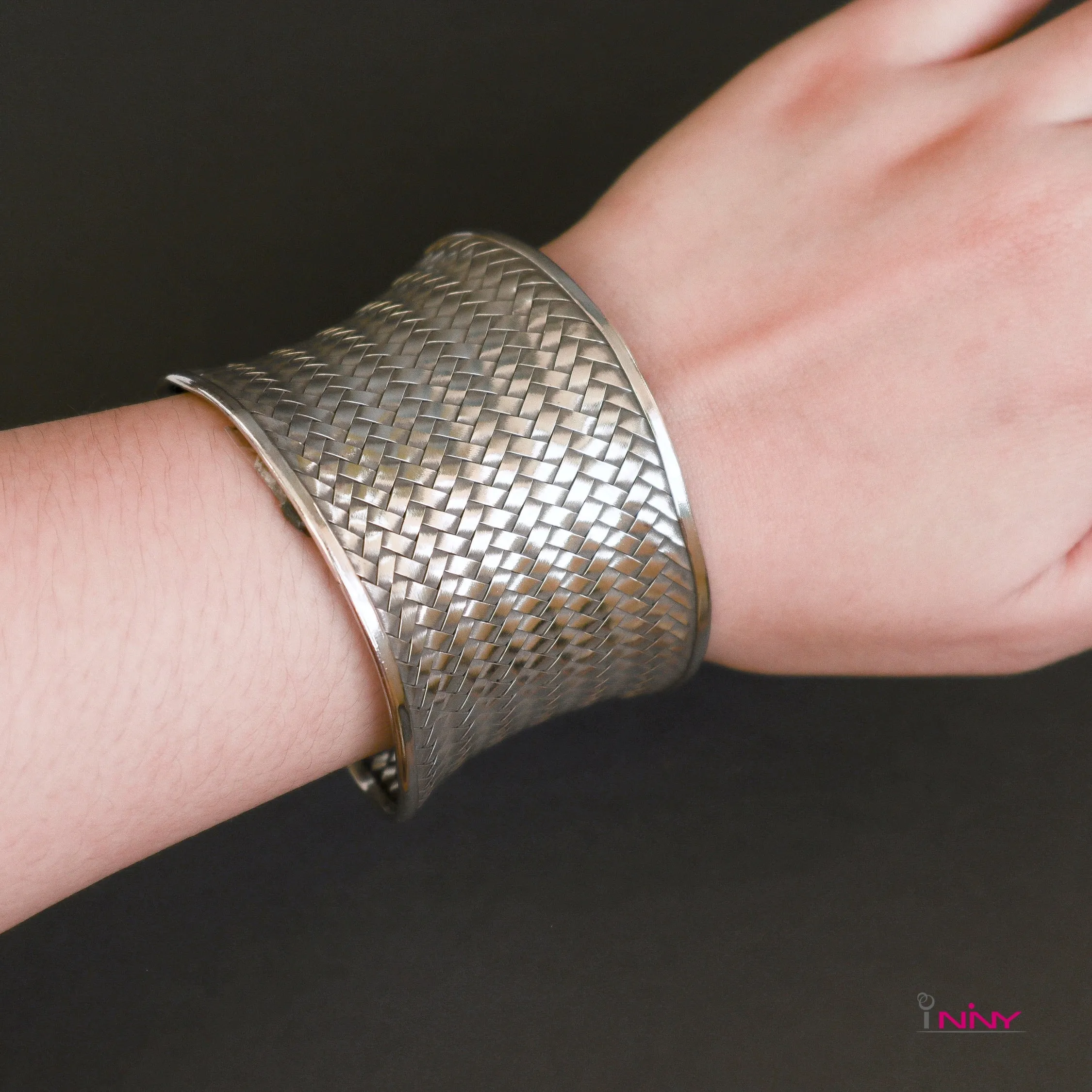 Tribal Silver Cross Bangle