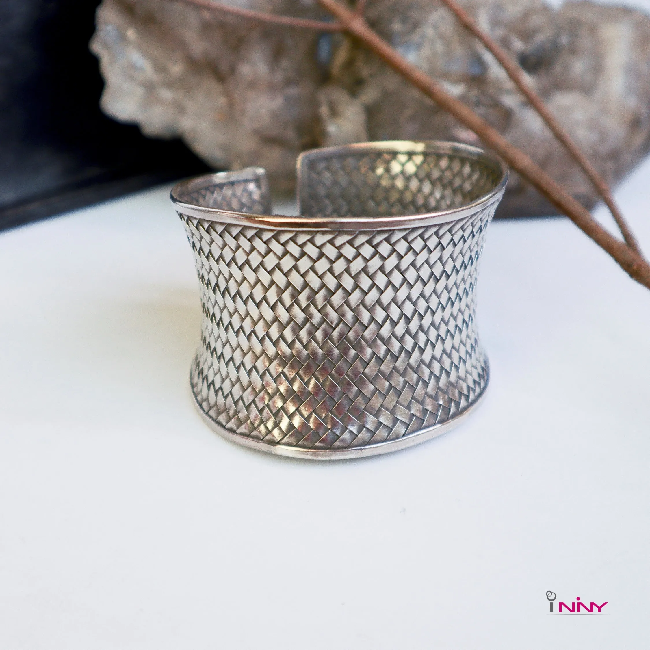 Tribal Silver Cross Bangle