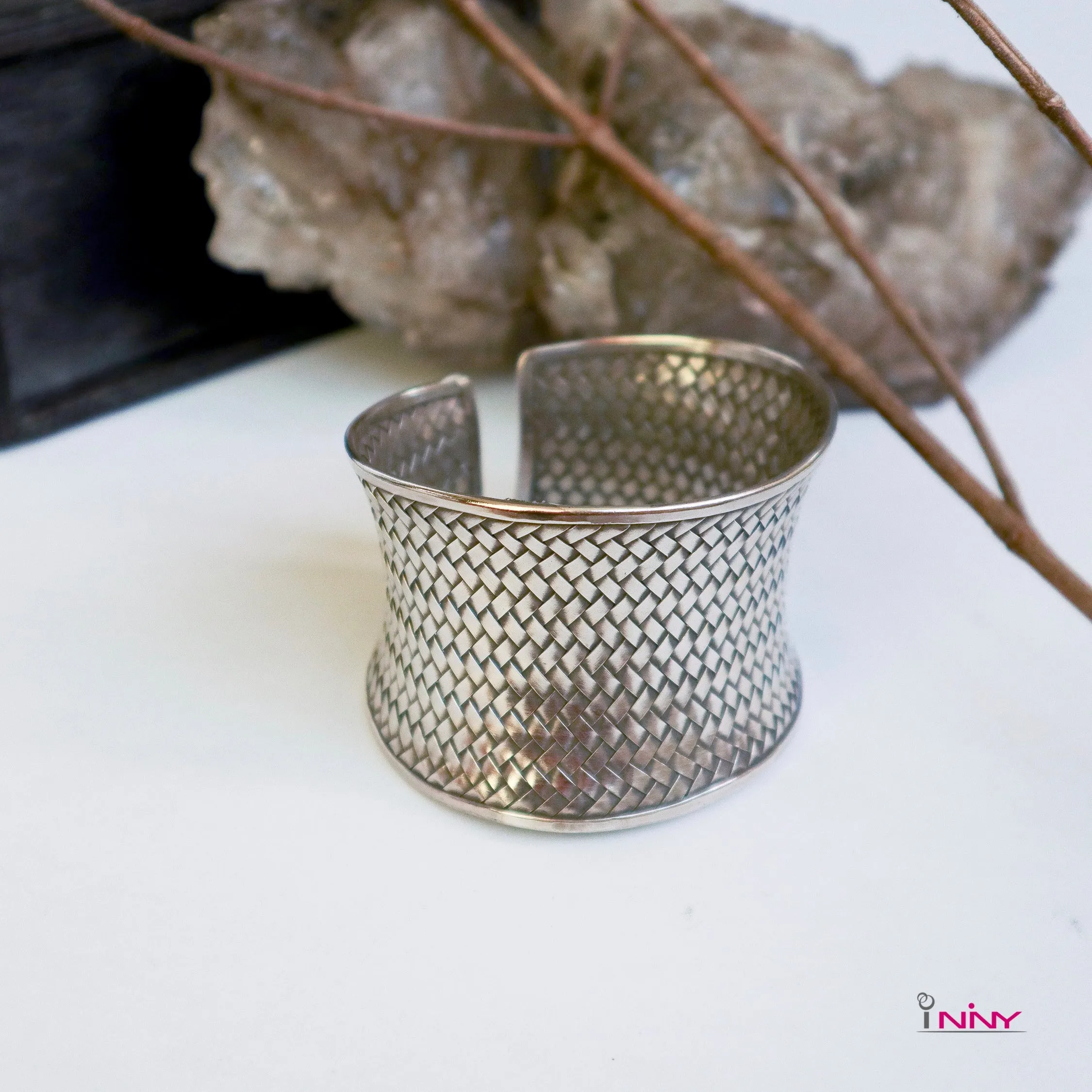 Tribal Silver Cross Bangle