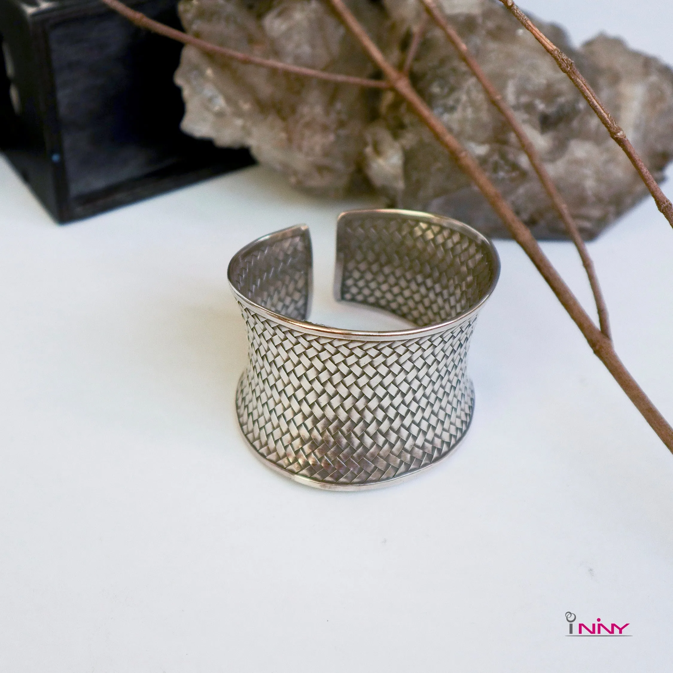 Tribal Silver Cross Bangle