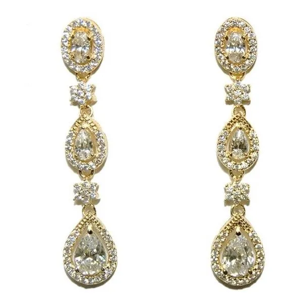 Trina Cascade Linear Gold Chandelier Earrings | 43mm