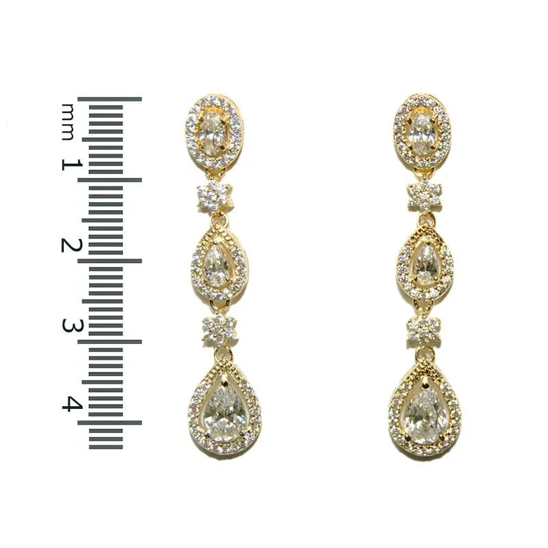 Trina Cascade Linear Gold Chandelier Earrings | 43mm