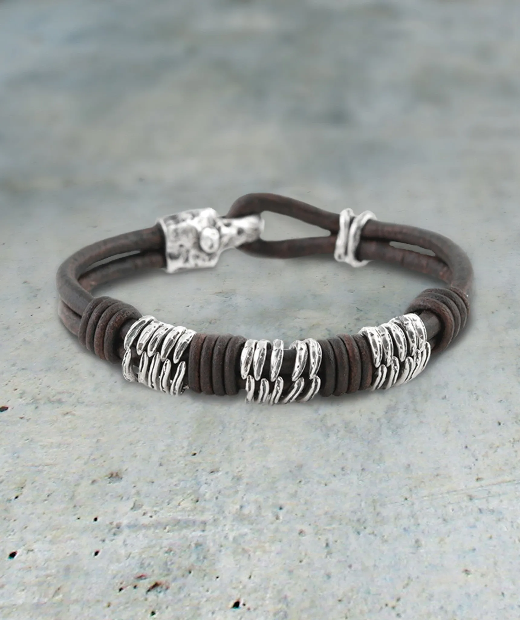 Triple Ancient Rings Cord Bracelet