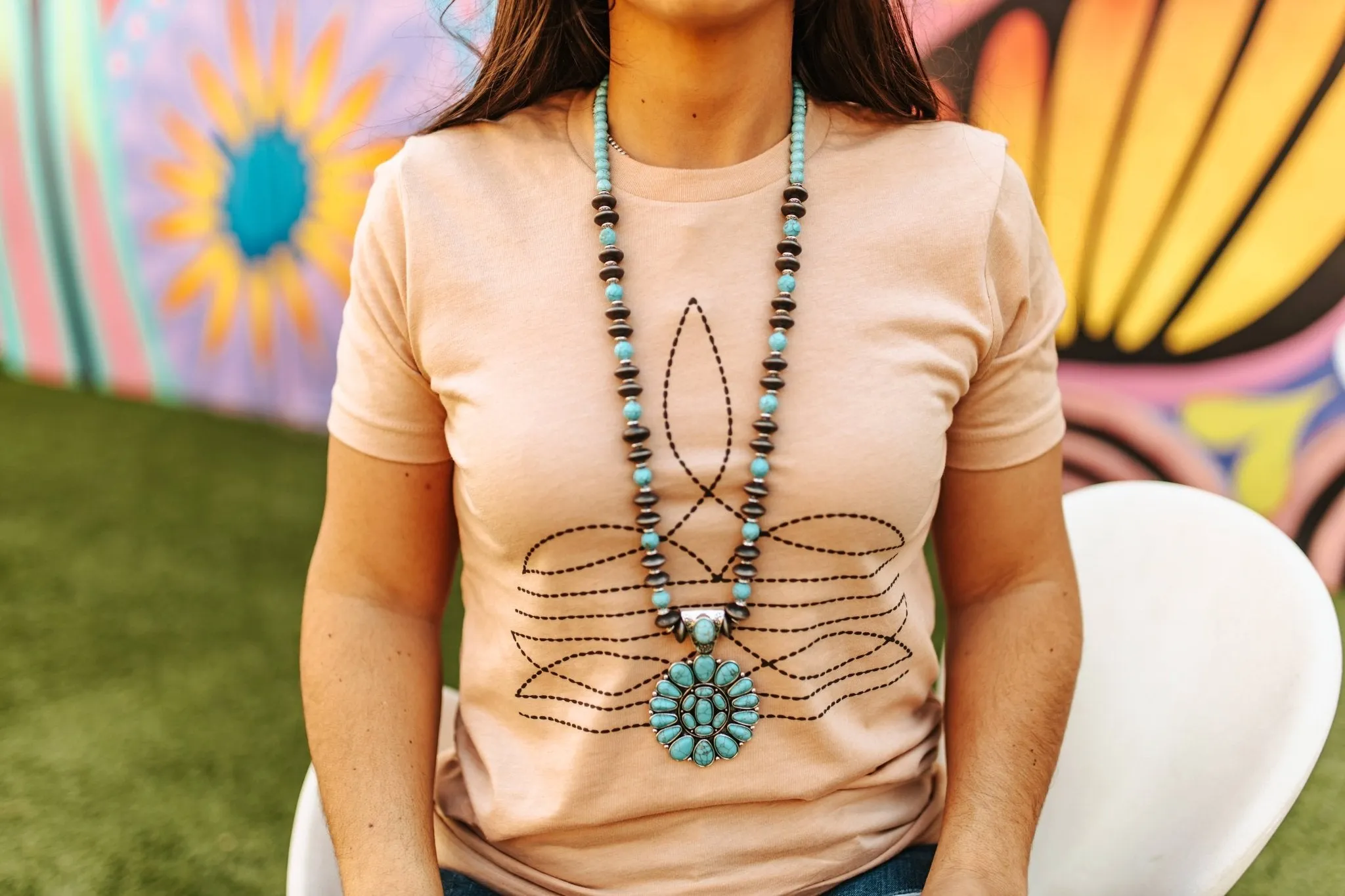 Turquoise Cluster Pendant Necklace