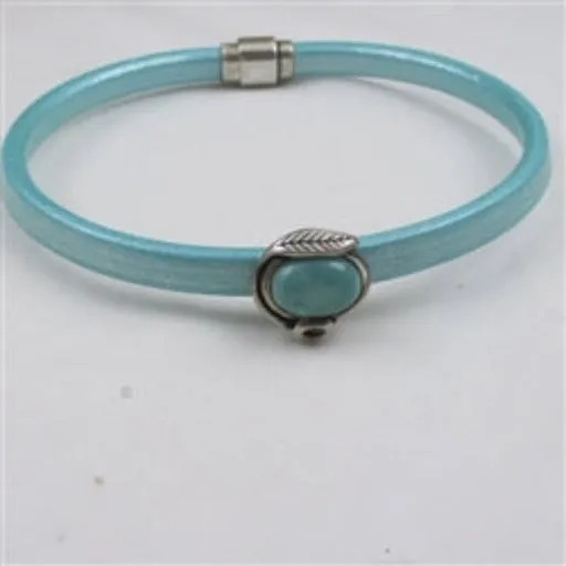 Turquoise Handmade Leather Choker Necklace with Turquoise Focal Slide