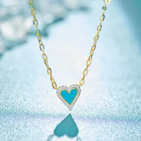 Turquoise Heart Diamond Necklace