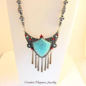 Turquoise, Statement Necklace & Earrings Set