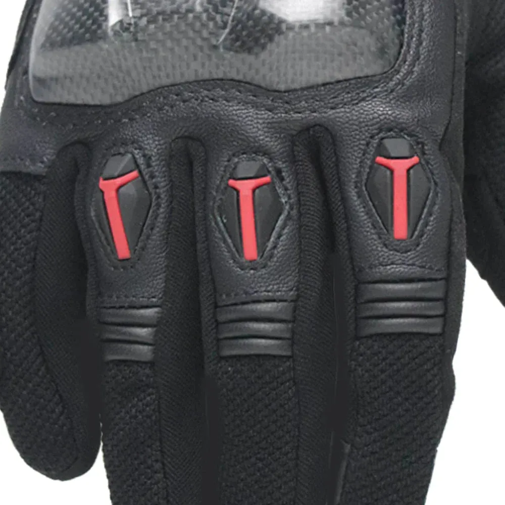 TVS Racing City Riding Gloves for Men – Hard SONIC Protected, Touch Screen Compatible, & Visor Wiper Fingertips – Premium Bike Gloves for Riding Comfort (Black)