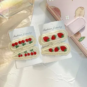 VAIGE Adorable Cherry & Strawberry Hairpin Duo in Vibrant Red and Pink