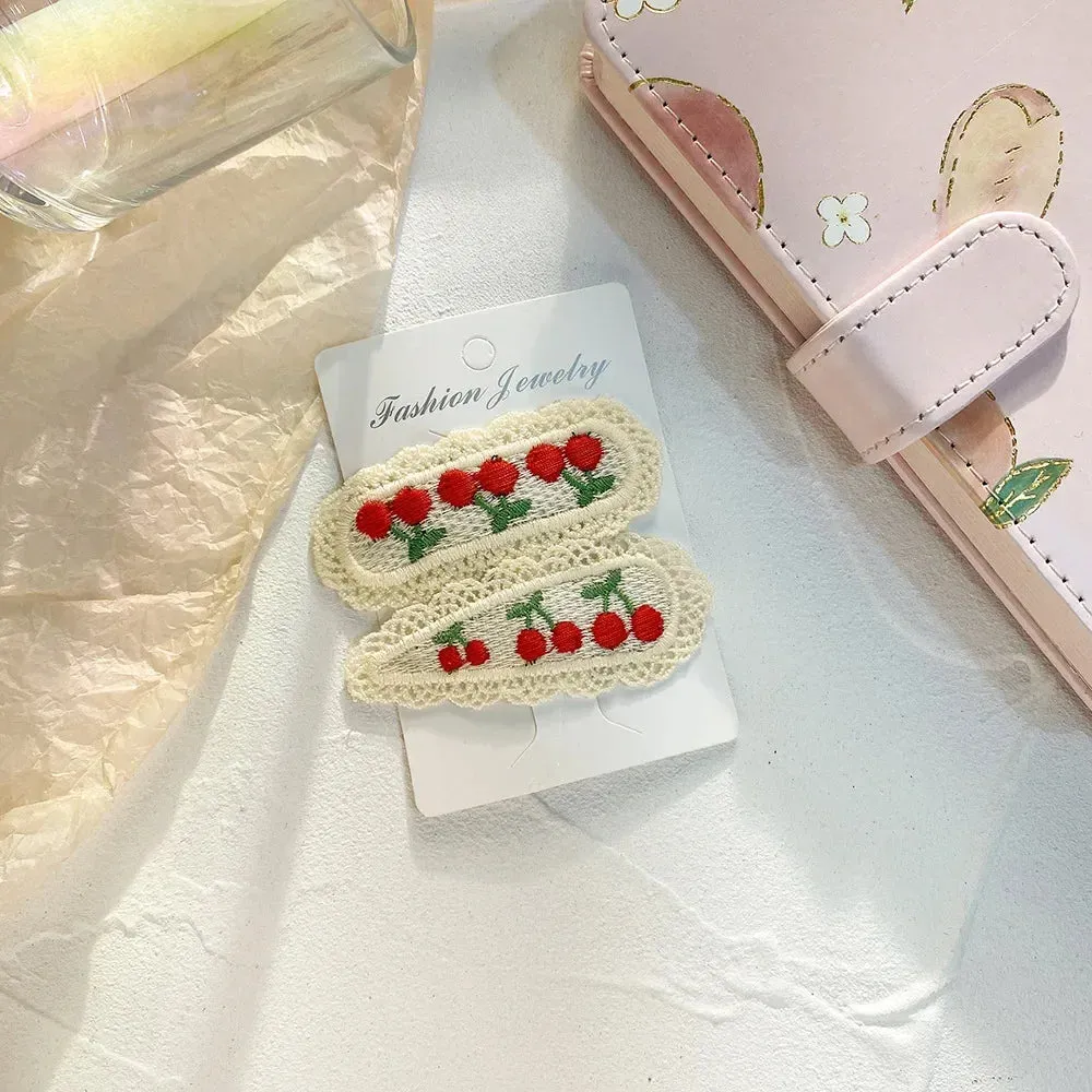 VAIGE Adorable Cherry & Strawberry Hairpin Duo in Vibrant Red and Pink