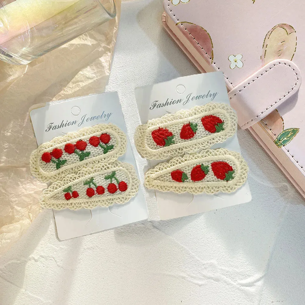 VAIGE Adorable Cherry & Strawberry Hairpin Duo in Vibrant Red and Pink