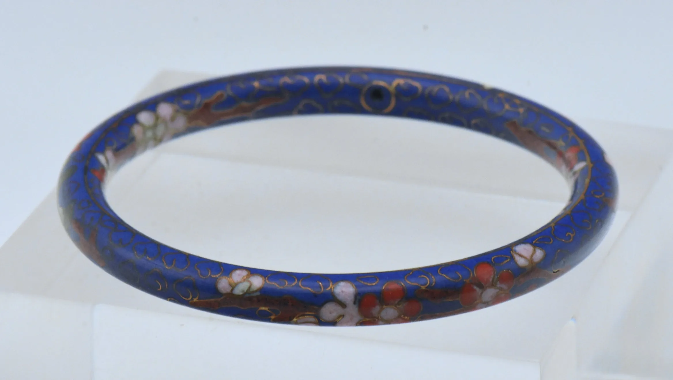 Vintage Blue Cloisonne Bangle Bracelet