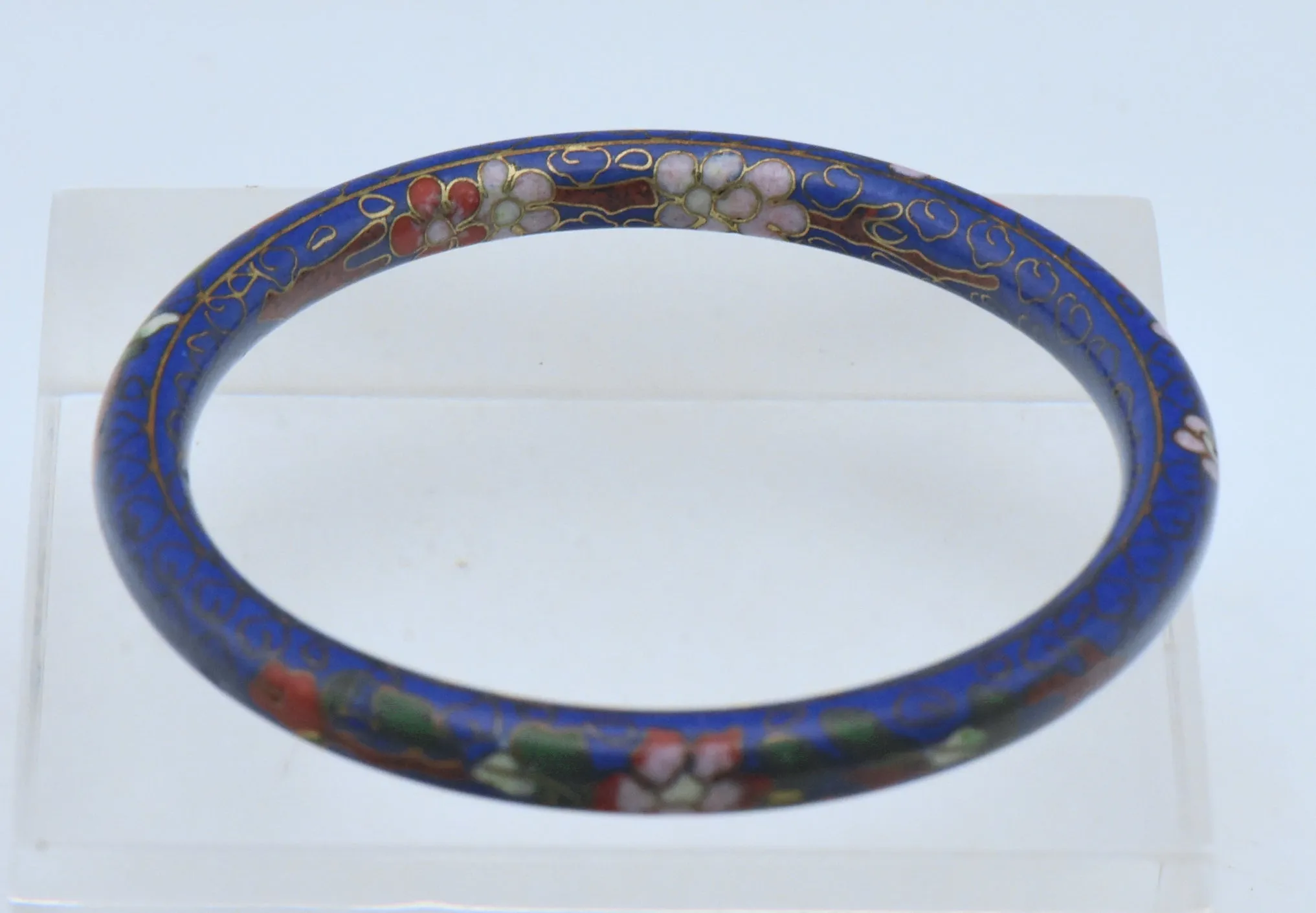 Vintage Blue Cloisonne Bangle Bracelet