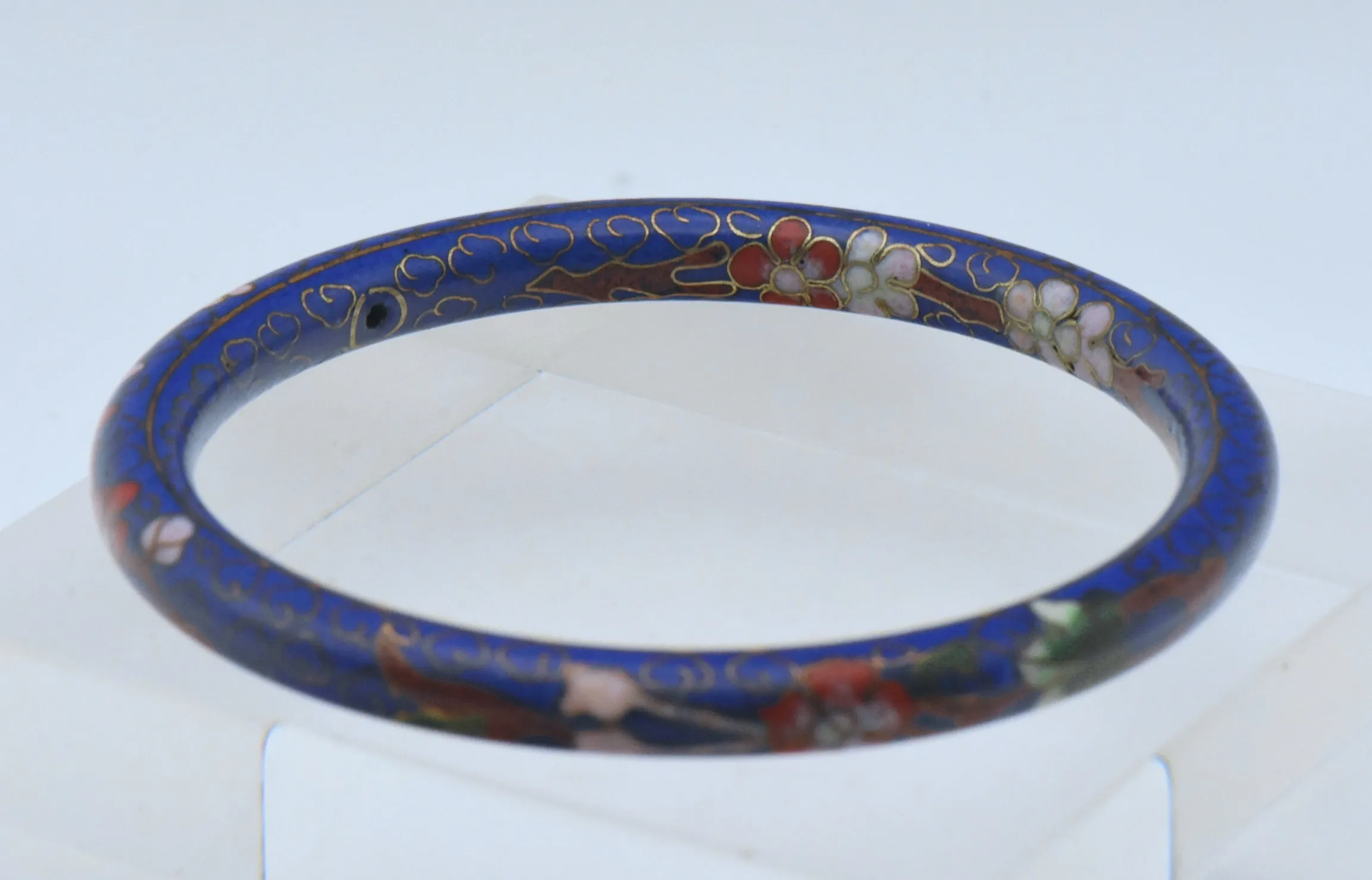 Vintage Blue Cloisonne Bangle Bracelet