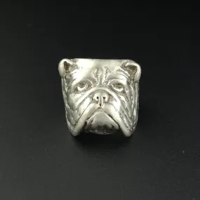 Vintage Heavy Signet Bulldog Ring, Sz 6.5