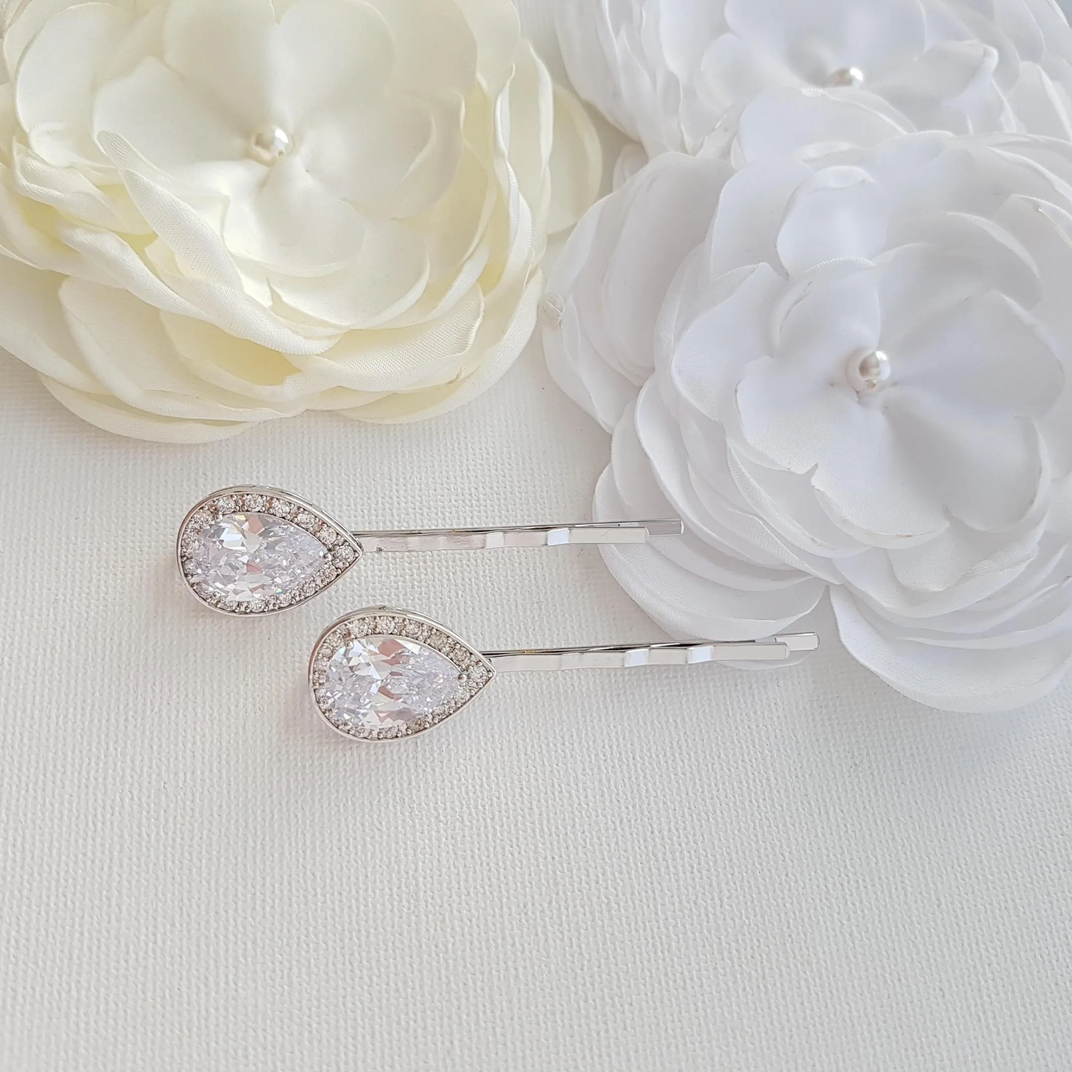 Wedding Hair Pins Silver- Evelyn