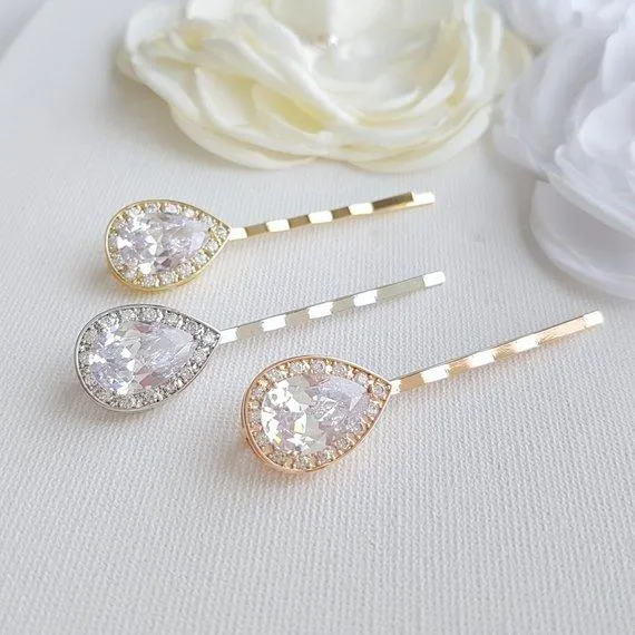 Wedding Hair Pins Silver- Evelyn