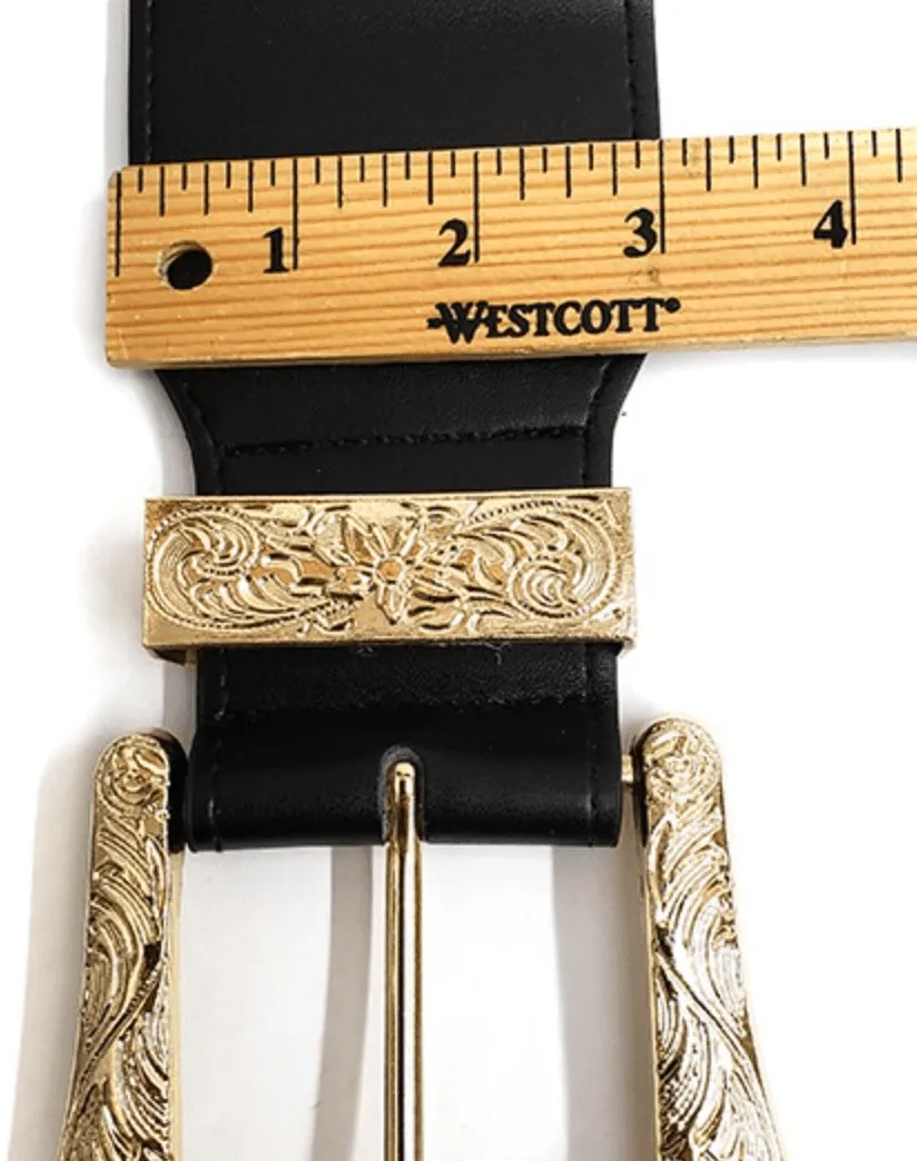 Western Wide Elastic Belt with silver buckle and 75000