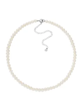 White Button Pearl Choker Silver