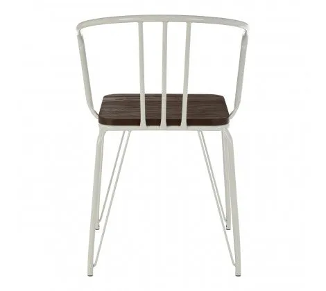 White Metal And Elm Wood Arm Chair