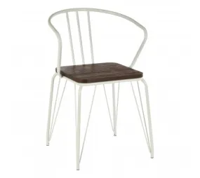 White Metal And Elm Wood Arm Chair