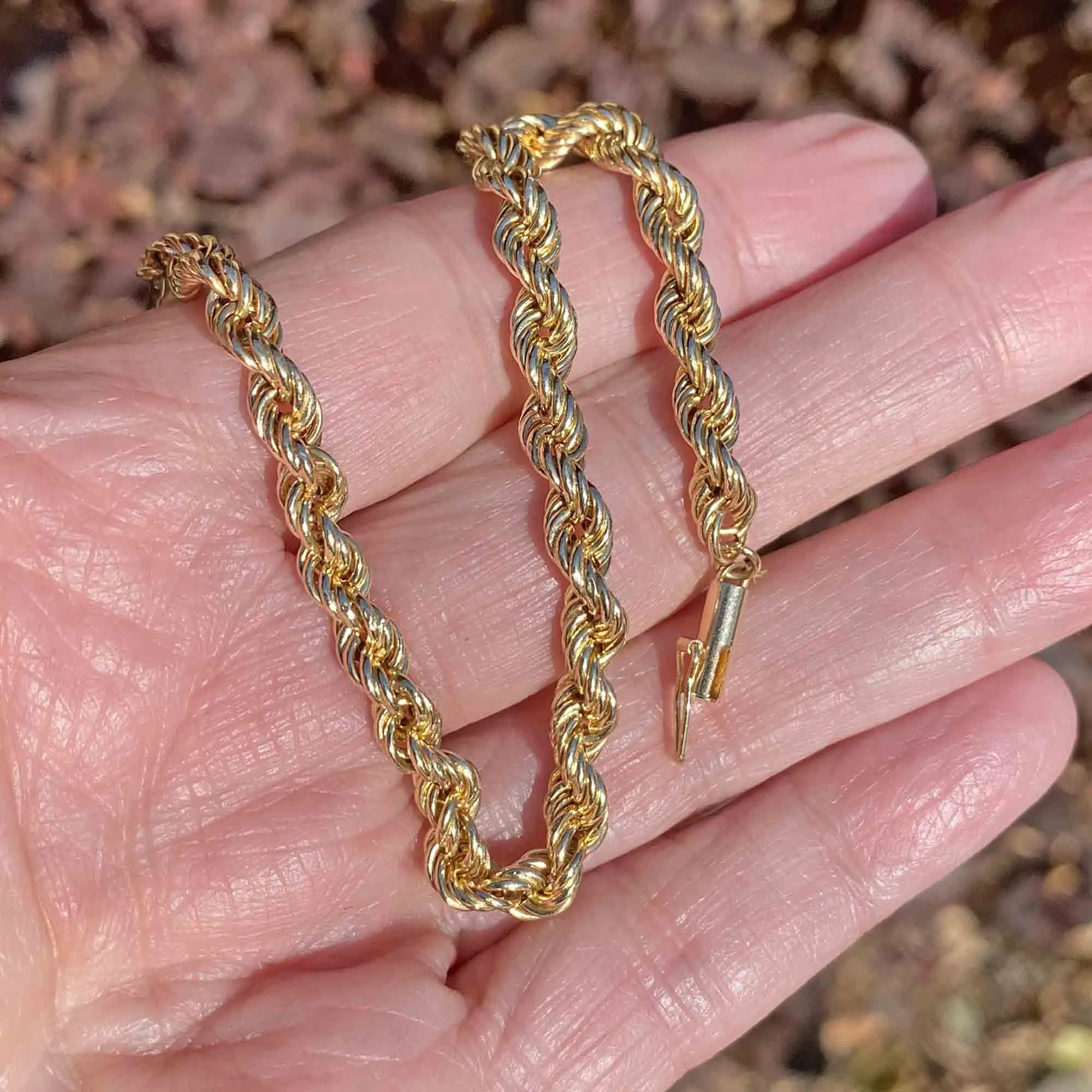 Wide 14K Gold French Rope Chain Bracelet