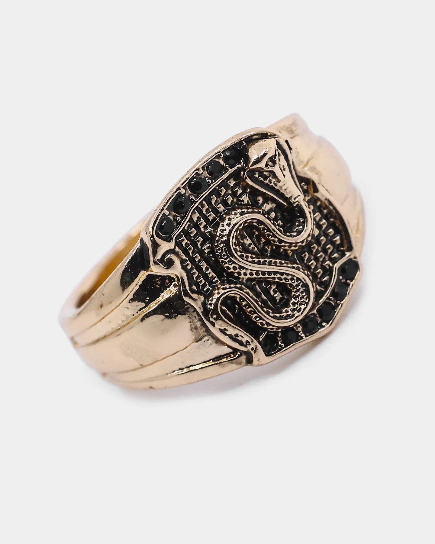 Wild For The Weekend Street Smart Snake Shield Signet Ring (Medium) Gold