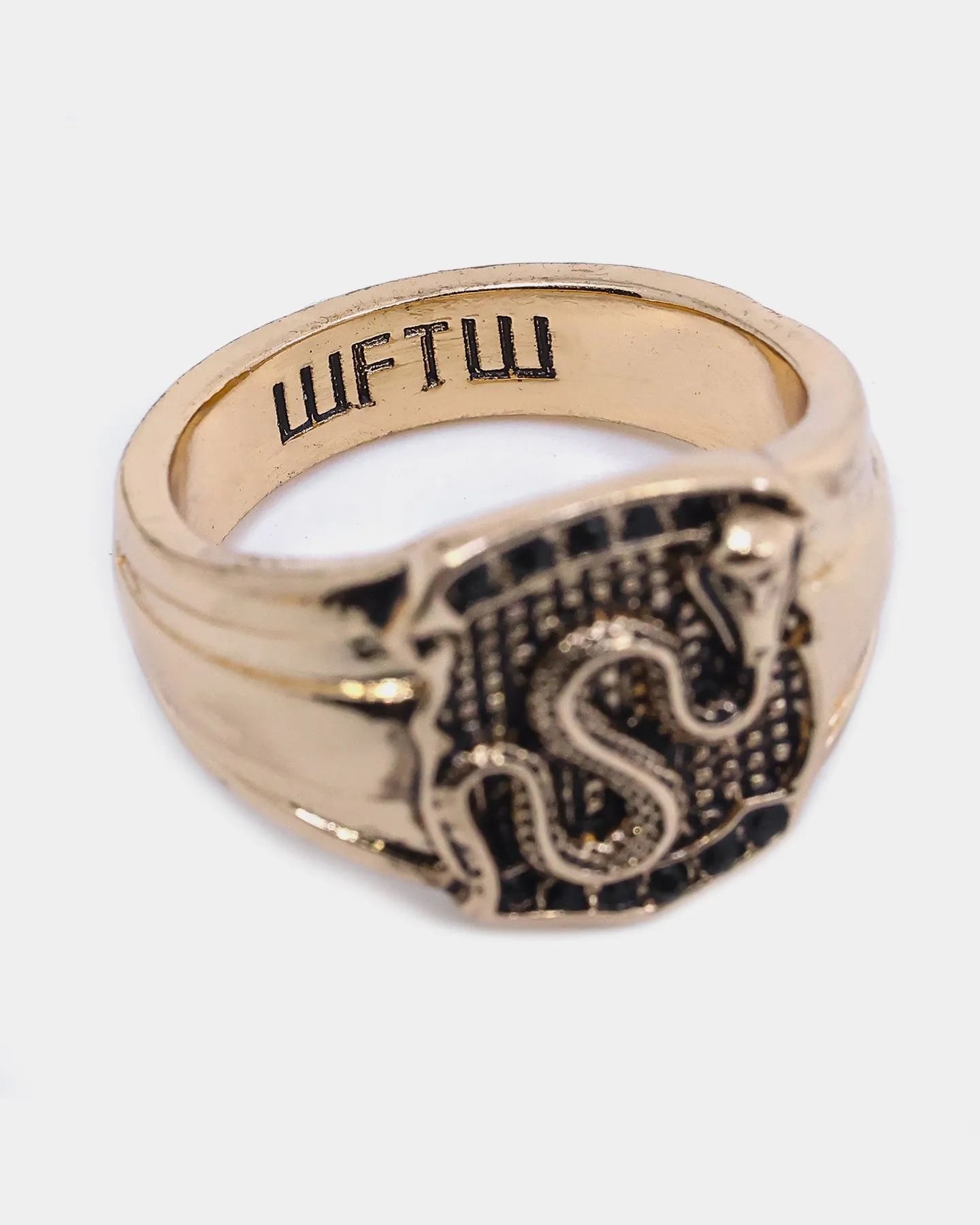 Wild For The Weekend Street Smart Snake Shield Signet Ring (Medium) Gold