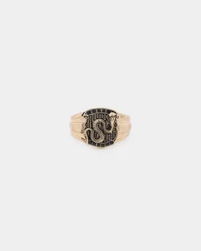 Wild For The Weekend Street Smart Snake Shield Signet Ring (Medium) Gold