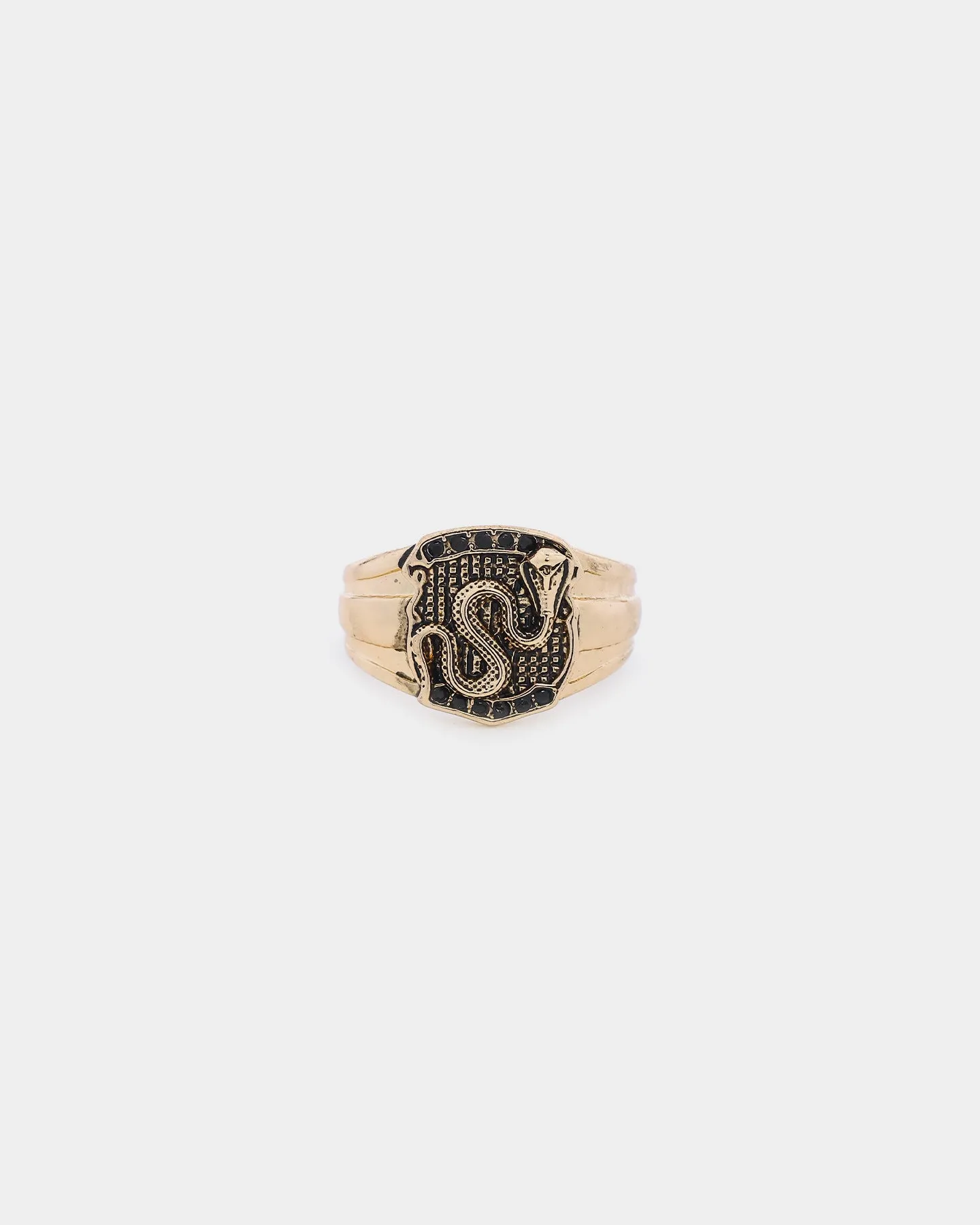 Wild For The Weekend Street Smart Snake Shield Signet Ring (Medium) Gold