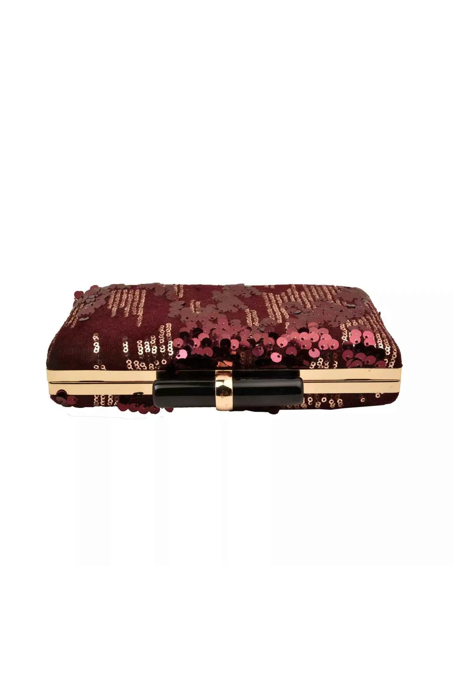 Wine and Gold Sequins Party Clutch